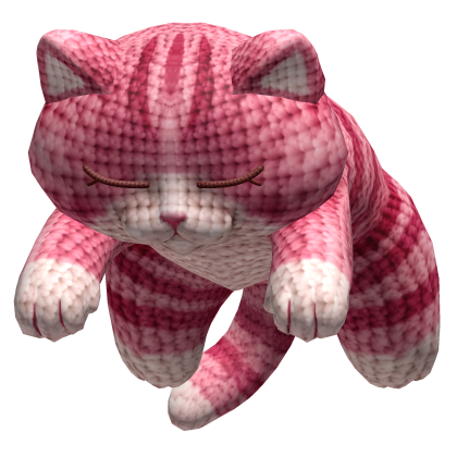 Cute Sleeping Cat on Head - Pink Yarn Crochet