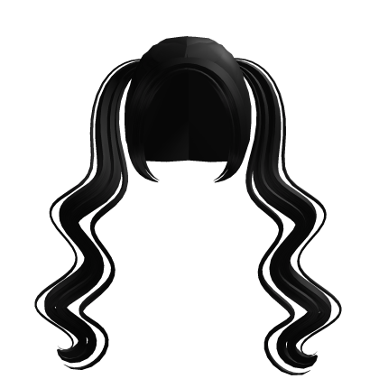 . ‿ ♡ black long wavy babydoll pigtails Roblox item
