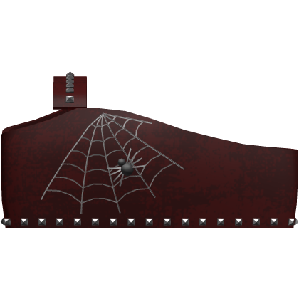 Red emo studded one-shoulder spiderweb top