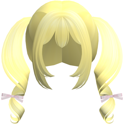 yellow kawaii playful swirly pigtails w bows