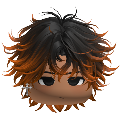 Orange Ombre Messy Middle Part W/ Chibi Boy Face Roblox item