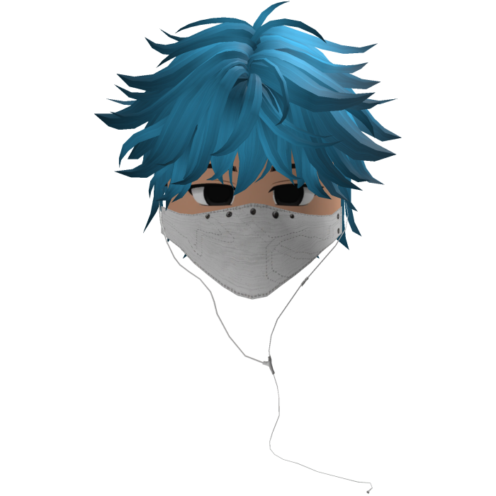 Cute Emo Boy Headphones Mask white Y2K ( blue )