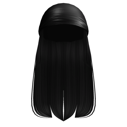 Sleek Long Bandana Hair in Black Roblox item