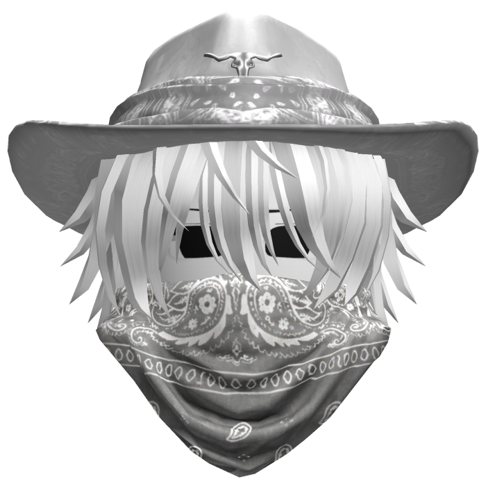 White Cowboy Hat with Mask + Neck Scarf