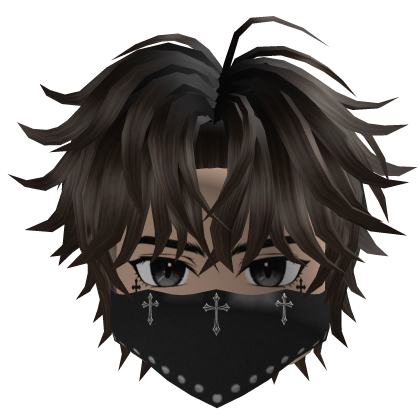 Spiky Hair w/ Bandana & Glasses (Dark Brown)