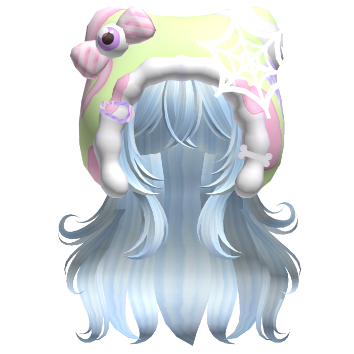 Kawaii Anime Hair w/ Pastel Goth Hood  (Blue)