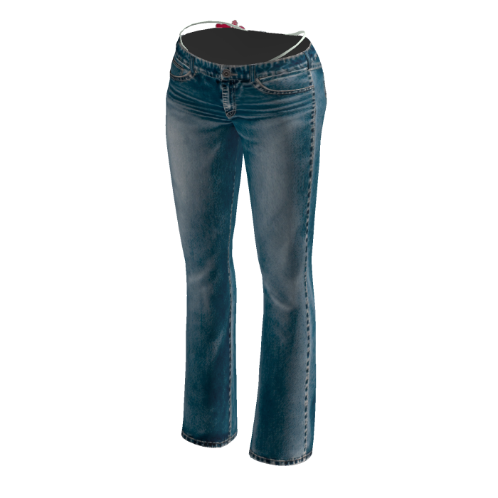 Ocean Blue Island Flower Low Rise Flare Jeans