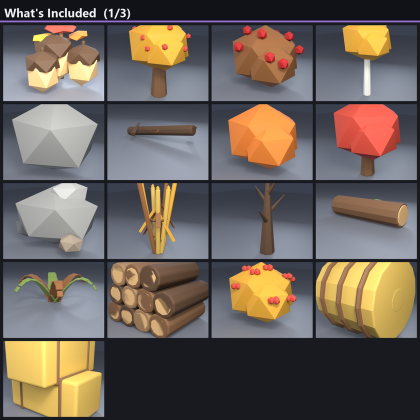 Low Poly Autumn Forest Pack x50 Fall Trees Leaves preview 5