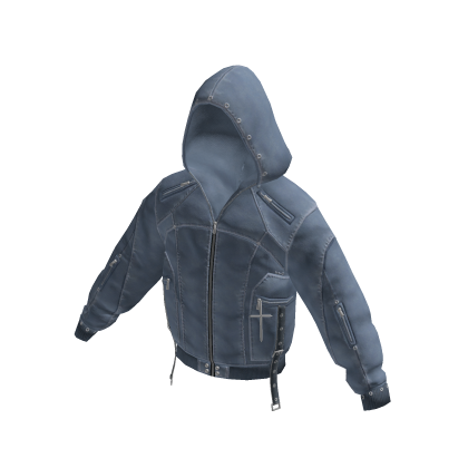 Hooded Cropped Puffer Jacket (Blue)