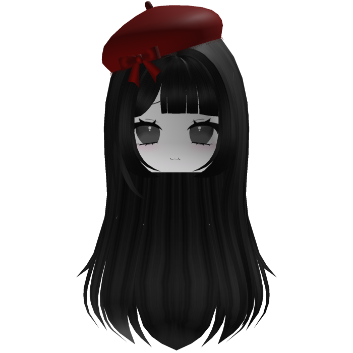 Cute Autumn Girl w/ Dark Red Beret & Bow