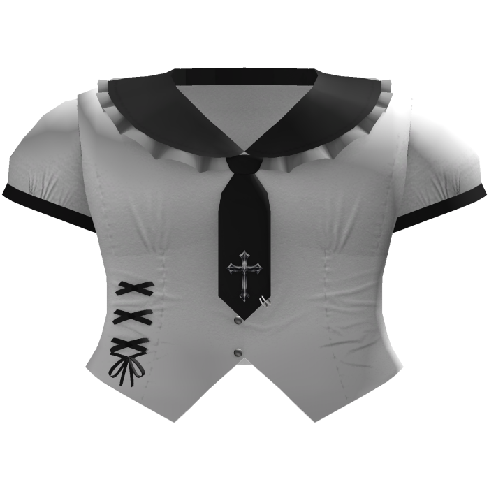 cute gothic white shirt with black cross tie 