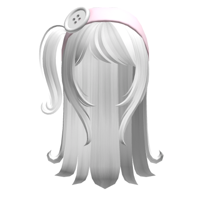 🍀Swirly Hair w Headband(White&Pink) Roblox item