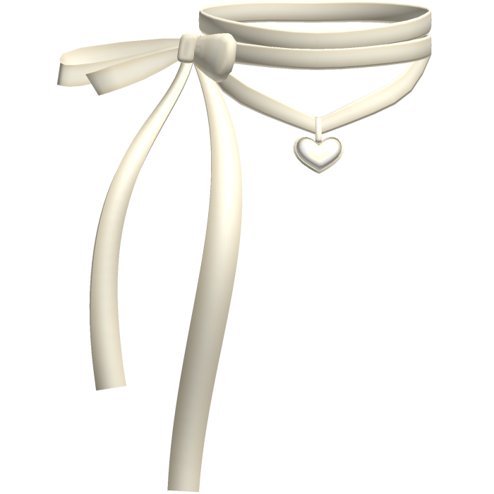 Cream Kawaii Heart Charm Coquette Ribbon Choker