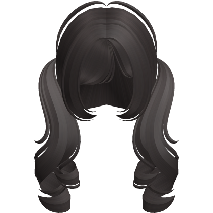 ( ´ཀ` ) pretty dark brown fluffy curly low pigtail
