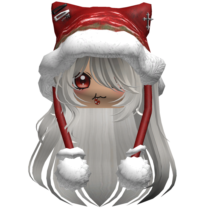 Long Black and White hair cute Christmas hat Y2k