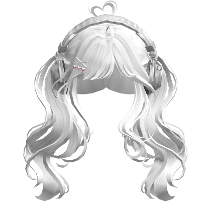 Cute Wavy Pigtails w/Headphonnes (White)