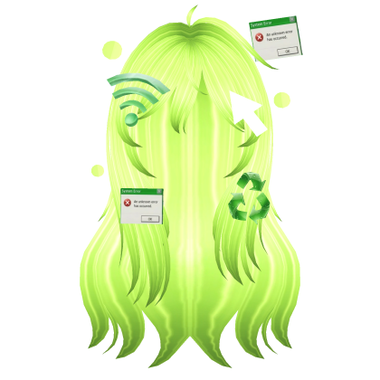 Frutiger Aero Green Cute Girl Anime Hair