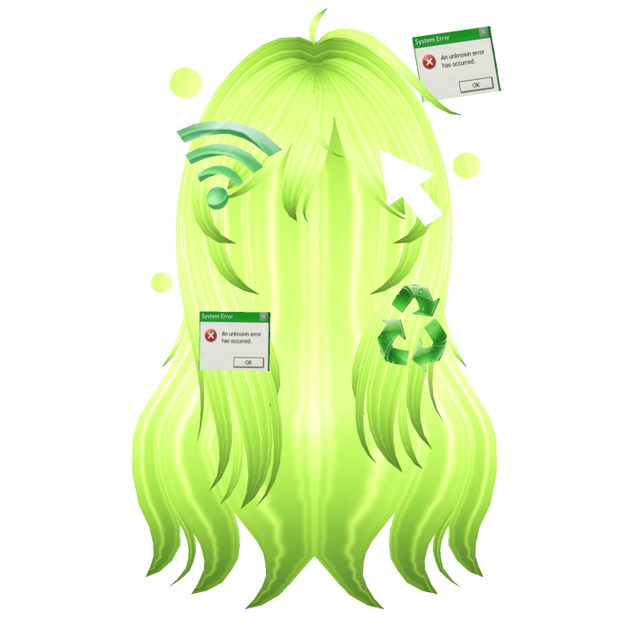 Frutiger Aero Green Cute Girl Anime Hair