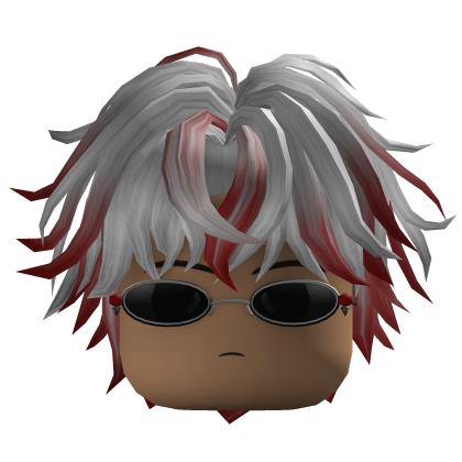 Messy Wavy Hair w/ Sunglasses (White/Red)