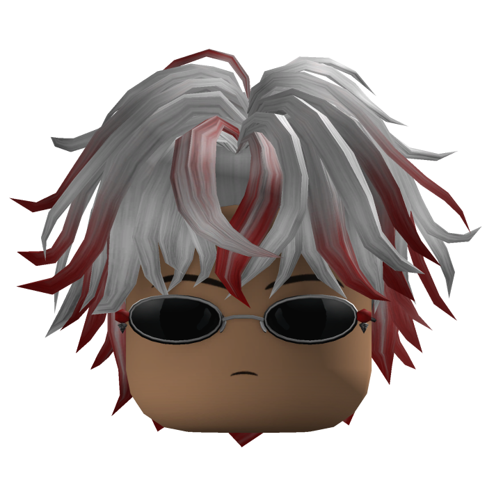 Messy Wavy Hair w/ Sunglasses (White/Red)