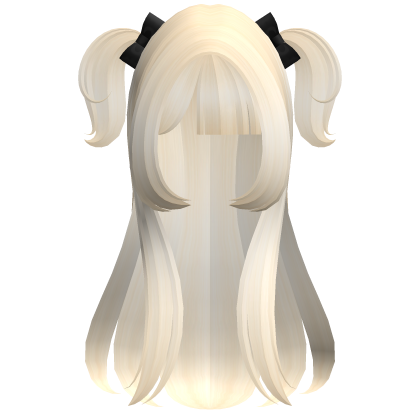 ꒰Blonde Long Half-up Pigtails w/ Black Bow