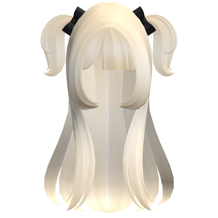 ꒰Blonde Long Half-up Pigtails w/ Black Bow