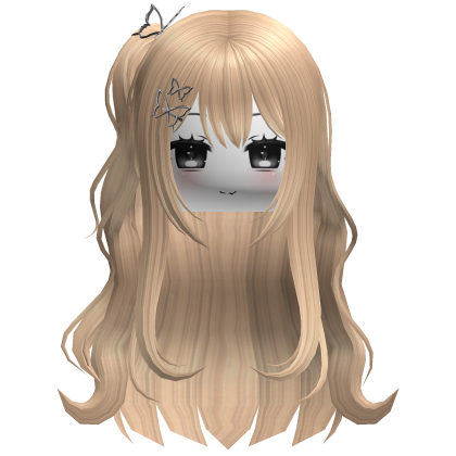 Anime Hair Ponytail w/ Cute Face&Hairpins(Blonde) Roblox item