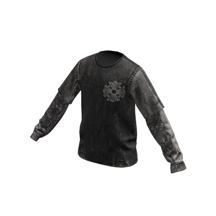 Long Sleeves Cross Tee Shirt Y2K Black | Roblox Item - Rolimon's