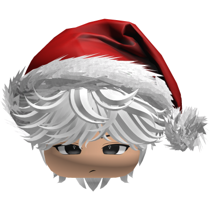 Messy Fluffy White Hair a Santa Hat Y2k Roblox item