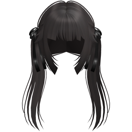 anime wispy hime long bow pigtails in brown