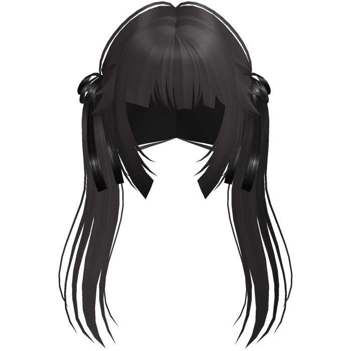 anime wispy hime long bow pigtails in brown