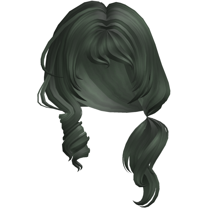 Soft Swirly Curled Side Ponytail (Dark Green)