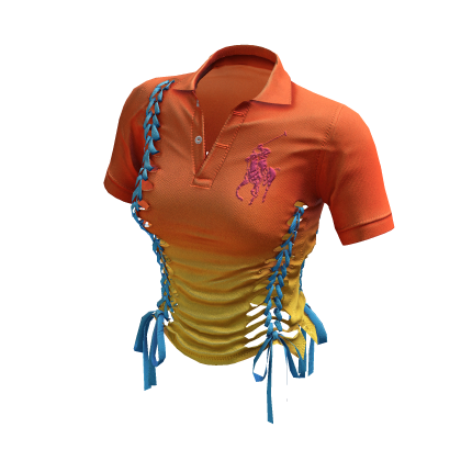 Braided Cutout Polo Shirt (Sunset)