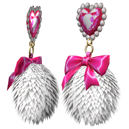 Kawaii Gyaru Fluffy Heart Earrings White Pink