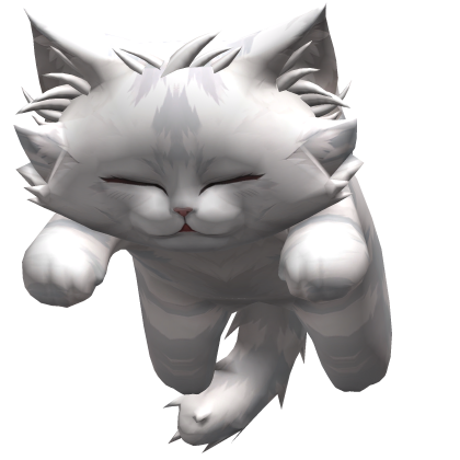 Fuzzy Sleeping Cat Kitten on Head - White
