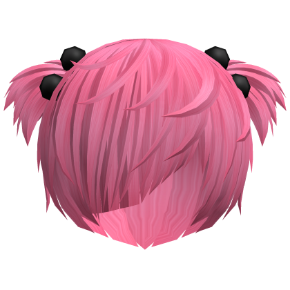 (//_^) neon pink messy anime vkei emo hair w buns