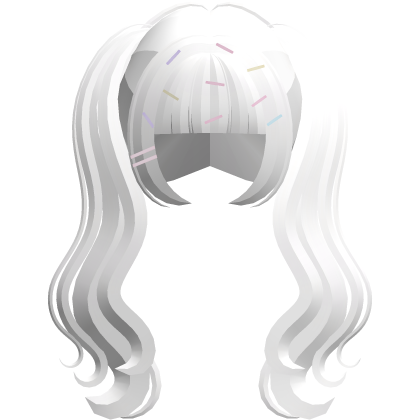 ꒰ ୨୧ ꒱ sprinkle flowy pigtails in white Roblox item