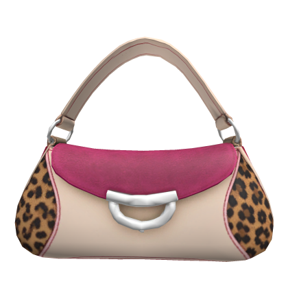 Cream pink leopard silver shoulder bag