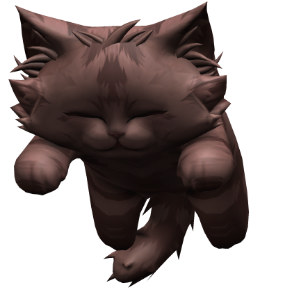 Fuzzy Sleeping Cat Kitten on Head - Brown