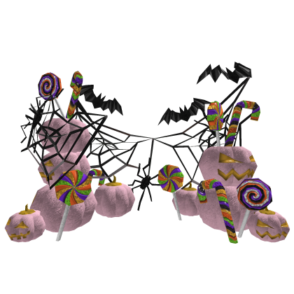 Pink Halloween Pumpkin Bat Spider Black Web Candy