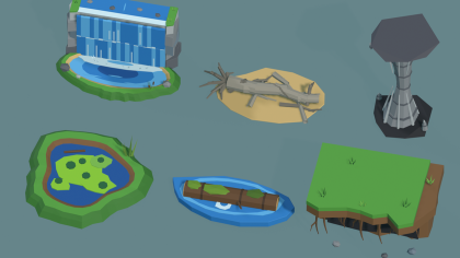 Low Poly Nature Pack x60 Waterfall Pond Cave Vine preview 4