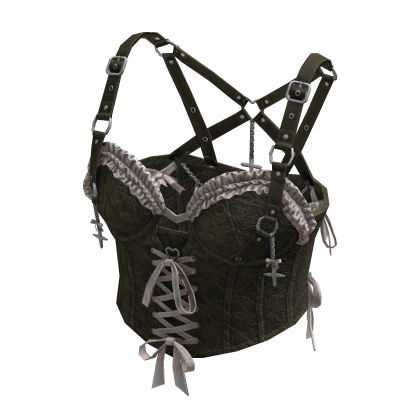 Gothic Coquette Corset Top (Green)