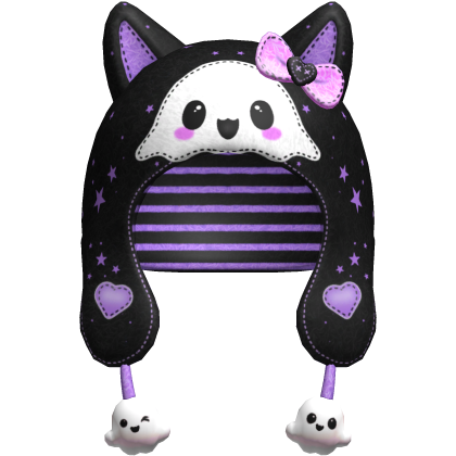 Halloween ghost kitty purple bow hood hat  Roblox item