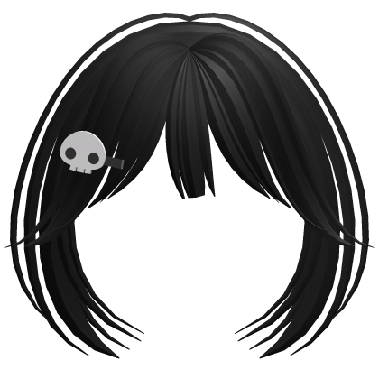Black Bangs with Skull Clip