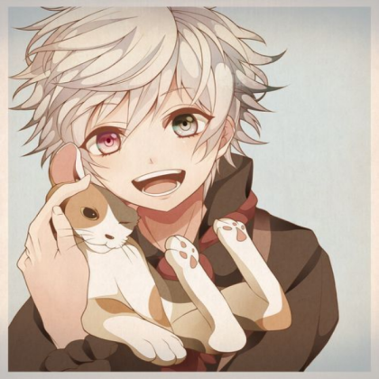 An anime boy with a cat Roblox decal