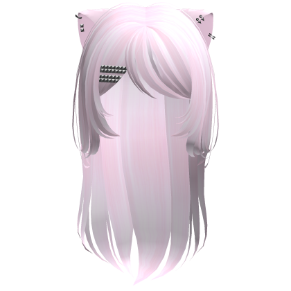 pink emo hair w/ pierced cat ears