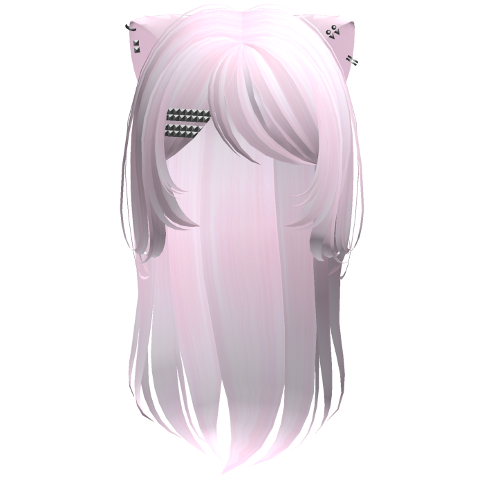 pink emo hair w/ pierced cat ears