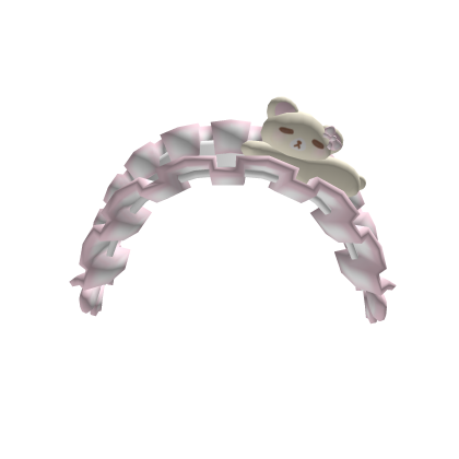 Cutesy Pink  Sleepy Bear Ruffle Headband