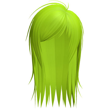 cute messy side part scene hair in lime green Roblox item