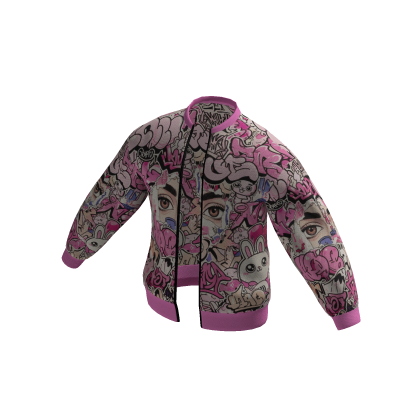 NIRO CO Pink Graffiti Y2K Denim Jacket
